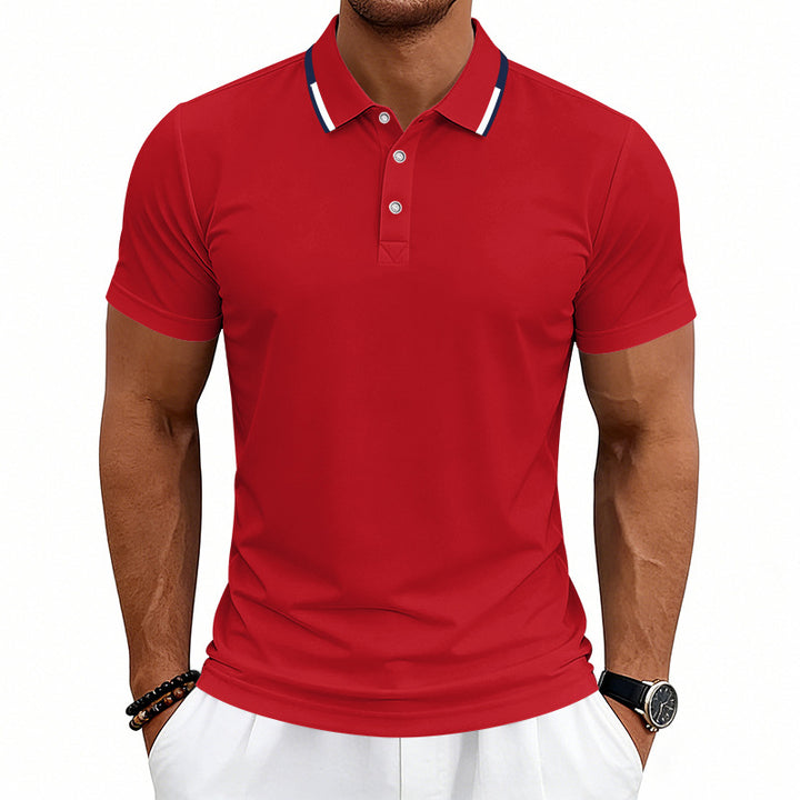 Men's tailored short-sleeve polo shirt with contrast collar made of breathable piqué Mune Fashion