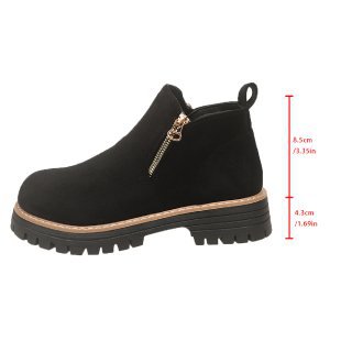 Women ankle-high suede imitation ankle boots with side zipper, pull tab, and ruggedly profiled rubber sole Mune Fashion