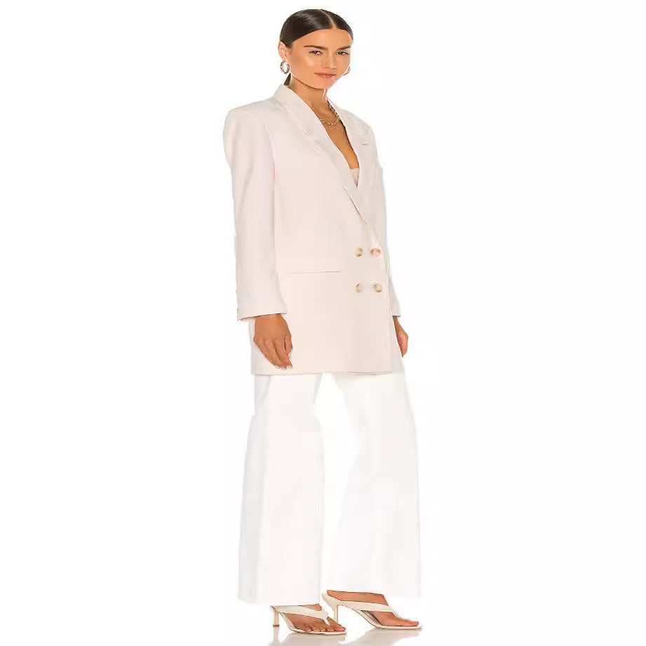 Women's Longline Oversized Blazer in Double-Breasted Tailoring with Extended Cut Mune Fashion
