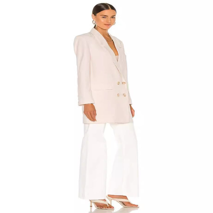 Women's Longline Oversized Blazer in Double-Breasted Tailoring with Extended Cut Mune Fashion