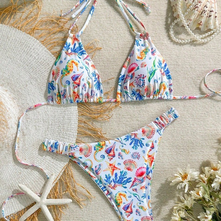 Women's bikini set with colorful underwater motif and adjustable straps Mune Fashion