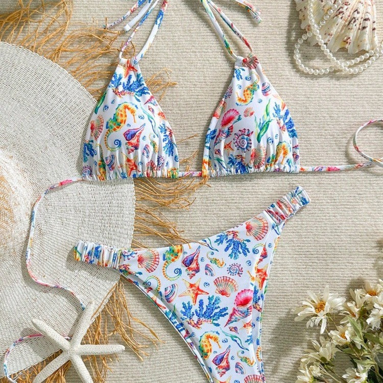 Women's bikini set with colorful underwater motif and adjustable straps Mune Fashion