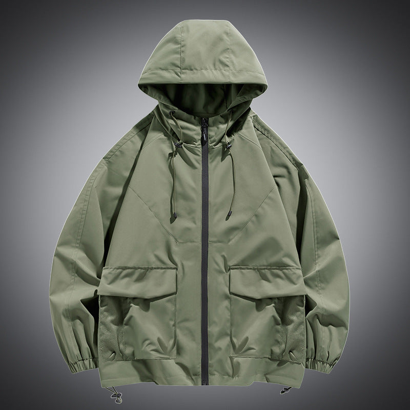 Men's Oversize Hooded Windbreaker with Multi-Pockets, Mesh Inserts and Drawstring Mune Fashion