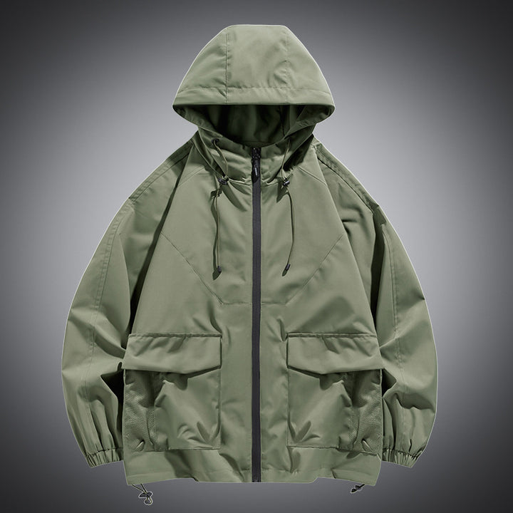 Men's Oversize Hooded Windbreaker with Multi-Pockets, Mesh Inserts and Drawstring Mune Fashion