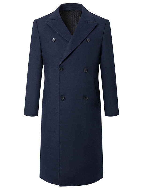 Men's double-breasted long wool coat with quilted lining Mune Fashion