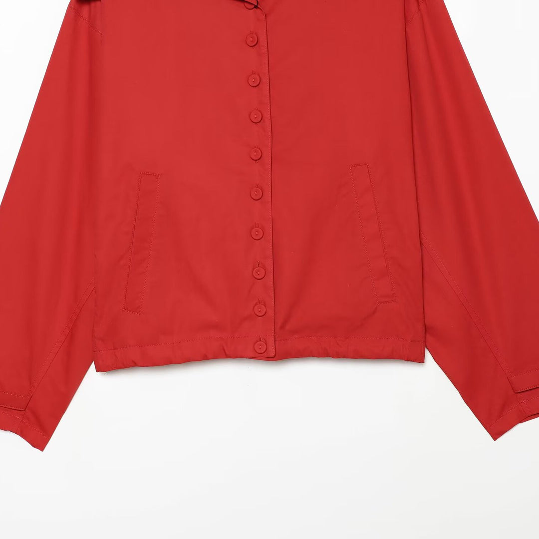 Women Lightweight Shirt Jacket with Oversized Collar, Continuous Button Placket and Patch Pockets Mune Fashion
