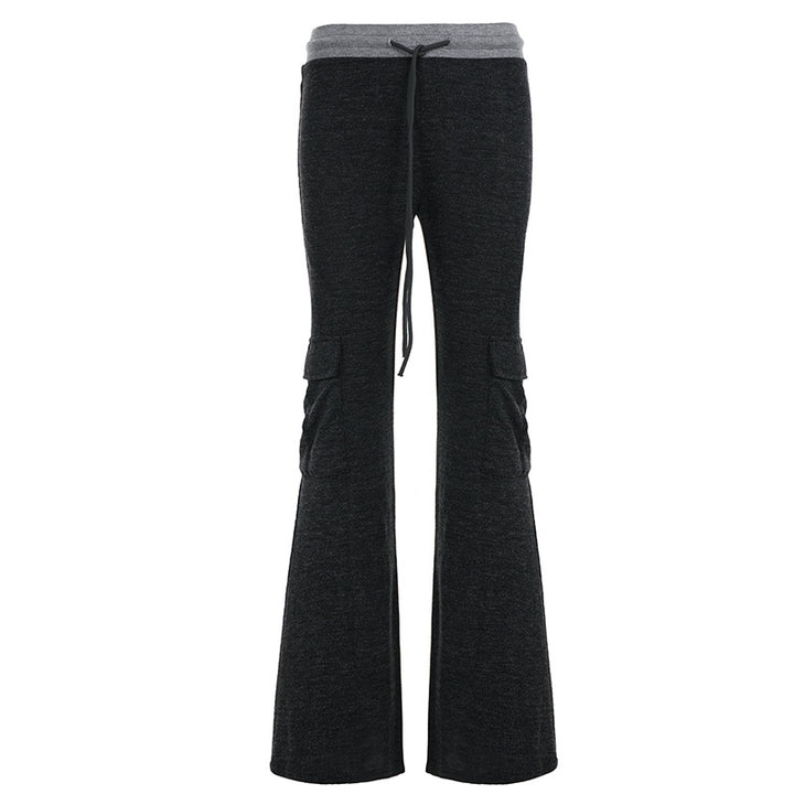 Women Flared Cargo Lounge Pants with High Waist and Drawstring Mune Fashion