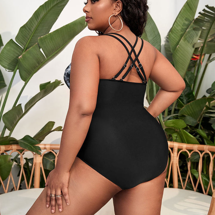 Women's One-Piece Swimsuit with Deep V-Neck and Innovative Ruching Mune Fashion