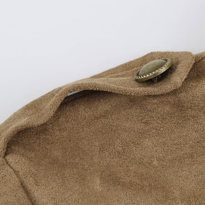 Women's short-cut cavalry jacket made of suede look with decorative button placket and epaulettes Mune Fashion