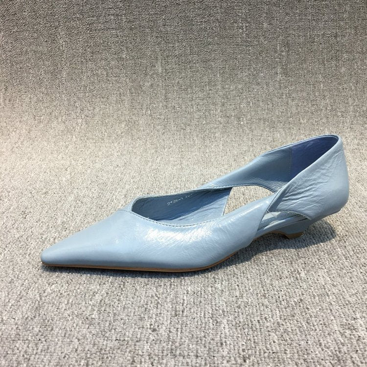 Women Refined Lace Ballet Flats with supple Leather Upper Mune Fashion