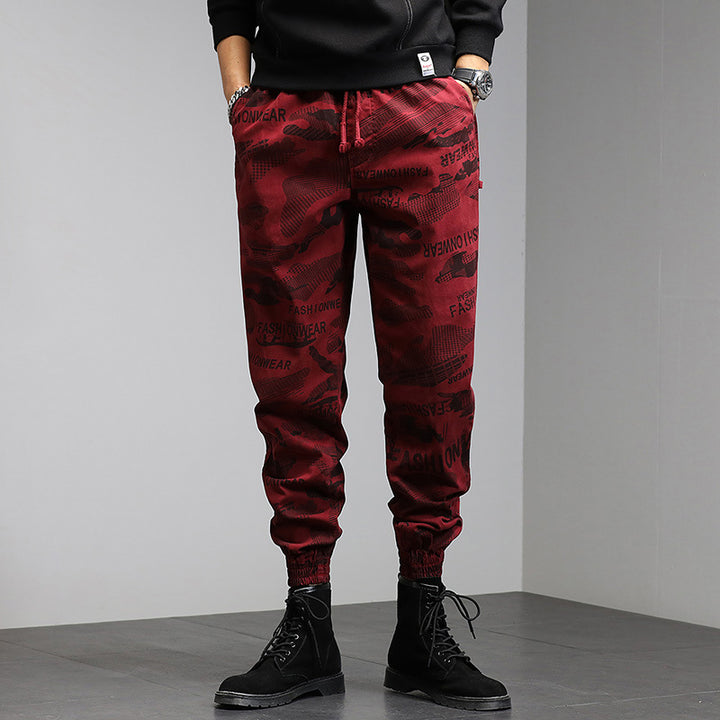 Herren Camouflage-Print Jogger-Cargohose mit elastischem Tunnelzugbund und gerippten Knöcheln Mune Fashion