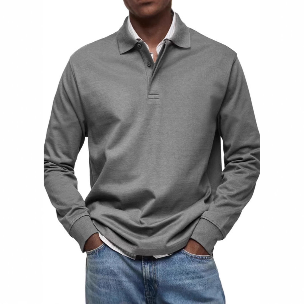 Men's fine-knit polo shirt with long sleeves, ribbed cuffs and concealed button placket Mune Fashion