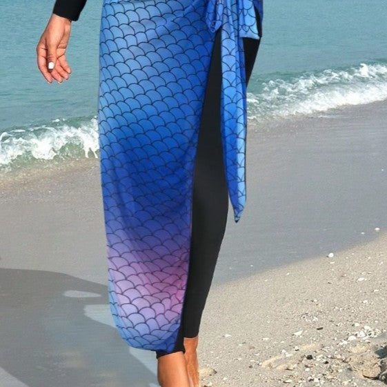 Women's one-piece swimsuit with fashionable wrap skirt and high UV protection Mune Fashion