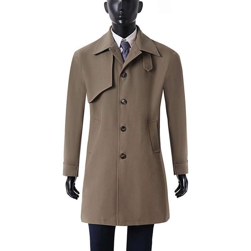 Men Timeless Wool Blend Coat with Asymmetric Storm Flap and Straight Cut Mune Fashion