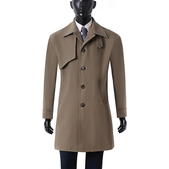 Men Timeless Wool Blend Coat with Asymmetric Storm Flap and Straight Cut Mune Fashion