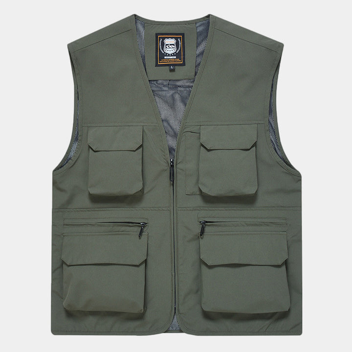 Men's Multifunctional Utility Vest with Mesh Lining and Multiple Front Pockets Mune Fashion
