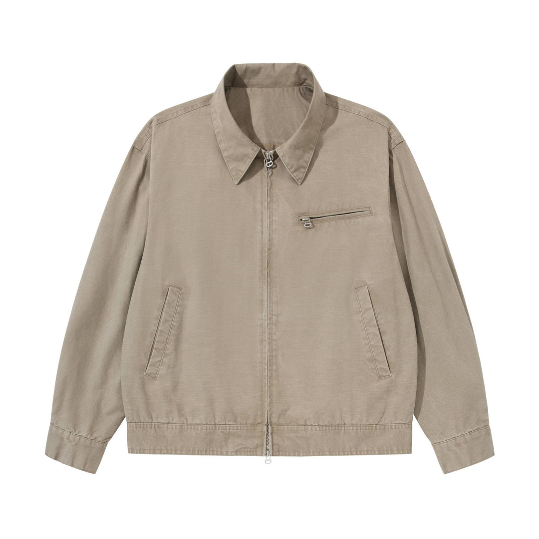 Men's Short Blouson in Vintage-Washed Canvas with Two-Way Zipper Mune Fashion