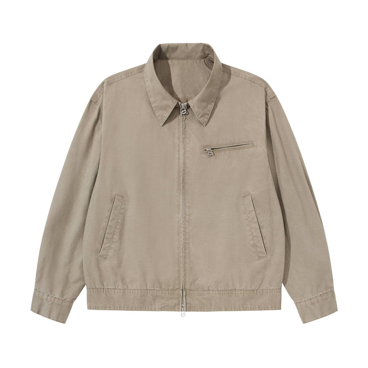 Men's Short Blouson in Vintage-Washed Canvas with Two-Way Zipper Mune Fashion