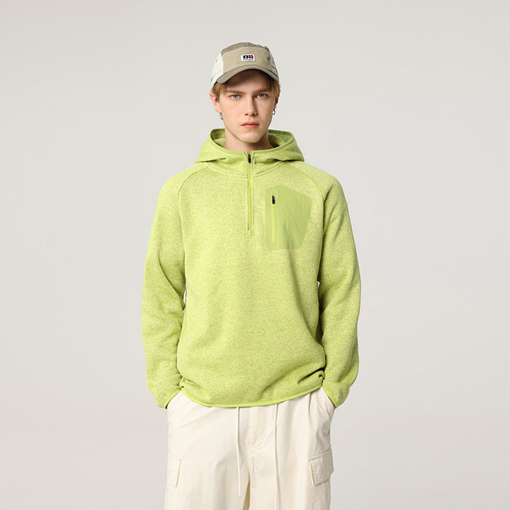Damen Fleece-Halbzip Kapuzenpullover mit Brust-Zip-Tasche und relaxed Oversize-Schnitt Mune Fashion