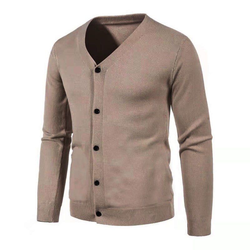 Men's fine knit cardigan with V-neck, slim fit and button placket Mune Fashion