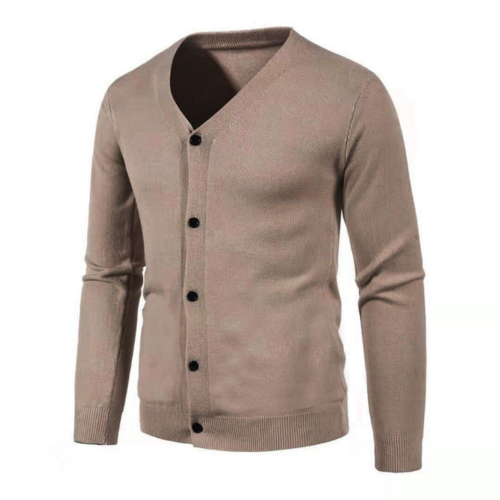 Men's fine knit cardigan with V-neck, slim fit and button placket Mune Fashion