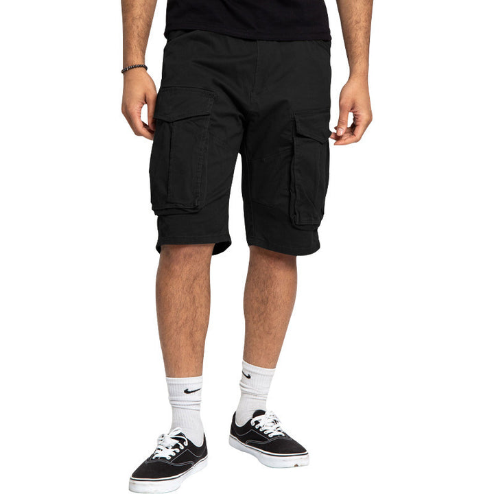 Men's cargo shorts with large flap pockets, straight leg, and loose knee length Mune Fashion