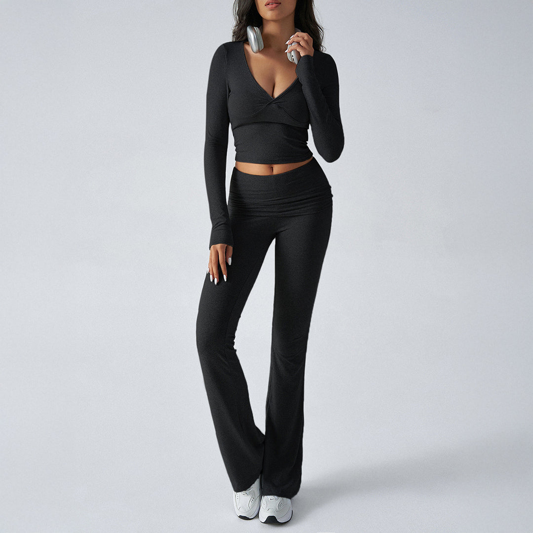 Women's form-fitting yoga set with high waist and V-neck Mune Fashion