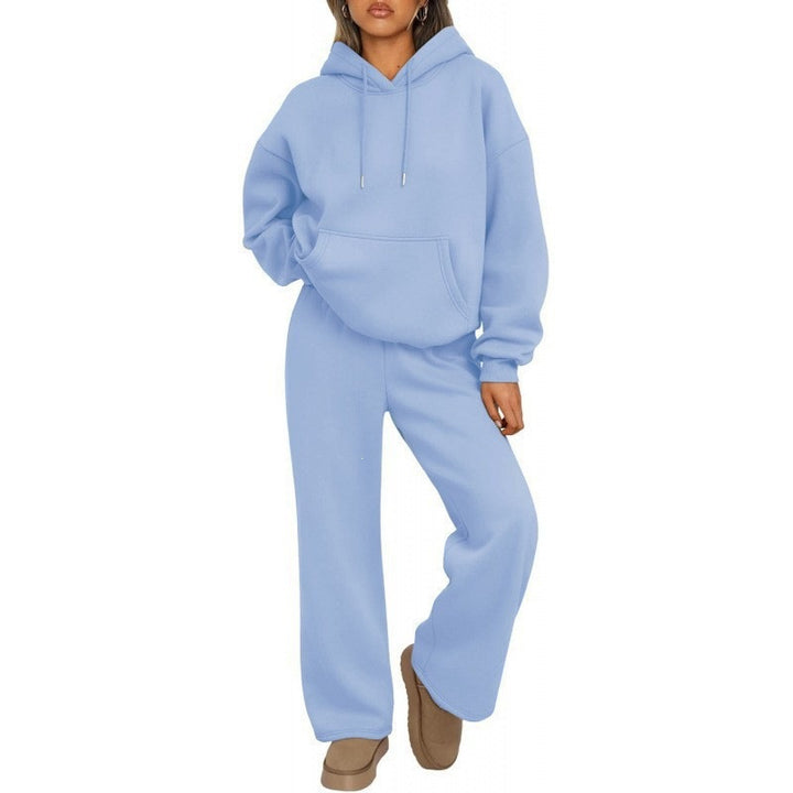 Women's Oversized Hoodie Set with Kangaroo Pocket and Wide Palazzo Pants Drune
