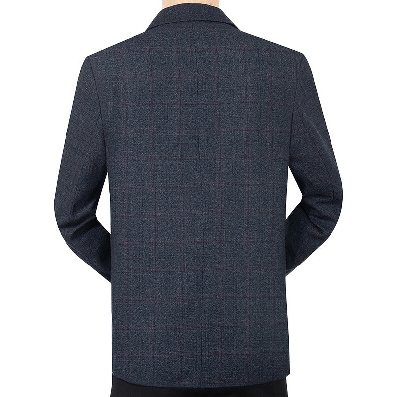 Men's Checked Semi-Structured Casual Blazer Made of Wool Blend with Patch Pockets Mune Fashion