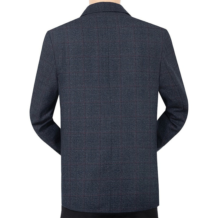 Men's Checked Semi-Structured Casual Blazer Made of Wool Blend with Patch Pockets Mune Fashion
