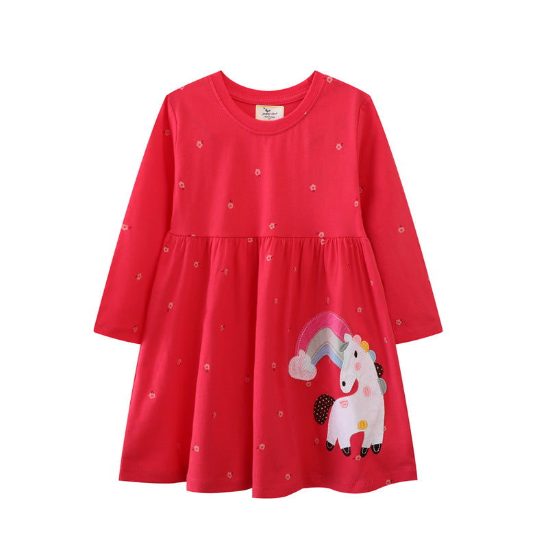 Girl Long Sleeve Dress with Enchanting Unicorn Design Mune Fashion