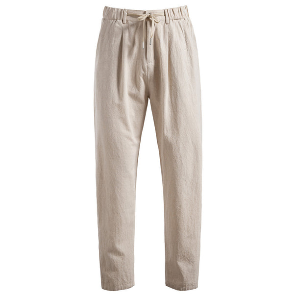 Men's casual pleated trousers with elastic drawstring waistband and tapered leg Mune Fashion