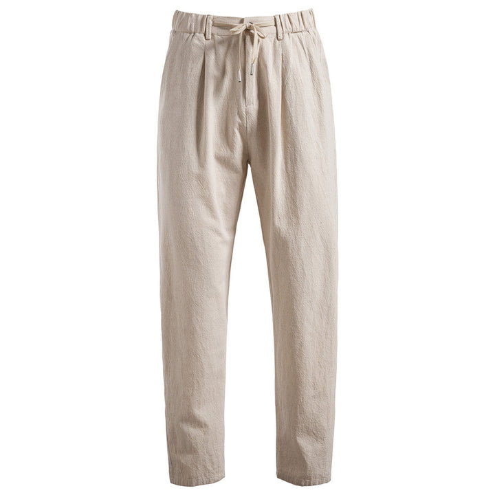 Men's casual pleated trousers with elastic drawstring waistband and tapered leg Mune Fashion