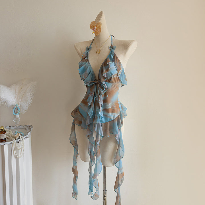 Women's beach dress with transparent ruffles Mune Fashion