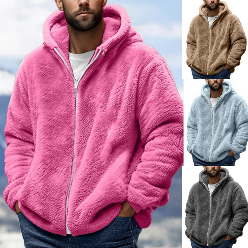 Men's Cozy Teddy Fleece Zip-Up Hoodie with Oversized Fit Mune Fashion