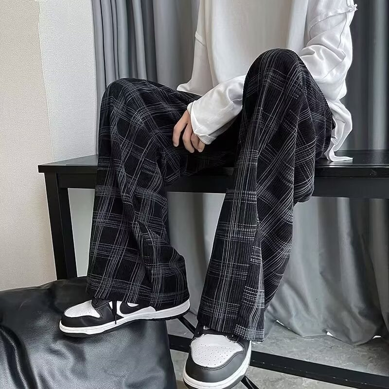 Women Loose Fit Checked Pants Mune Fashion