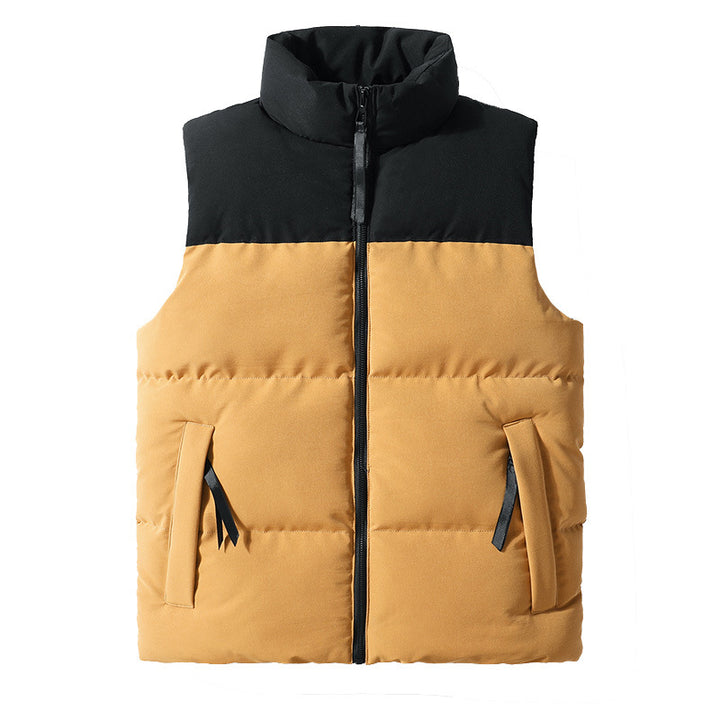 Men's Quilted Thermal Padded Vest with High Collar and Windproof Shoulder Yoke Mune Fashion
