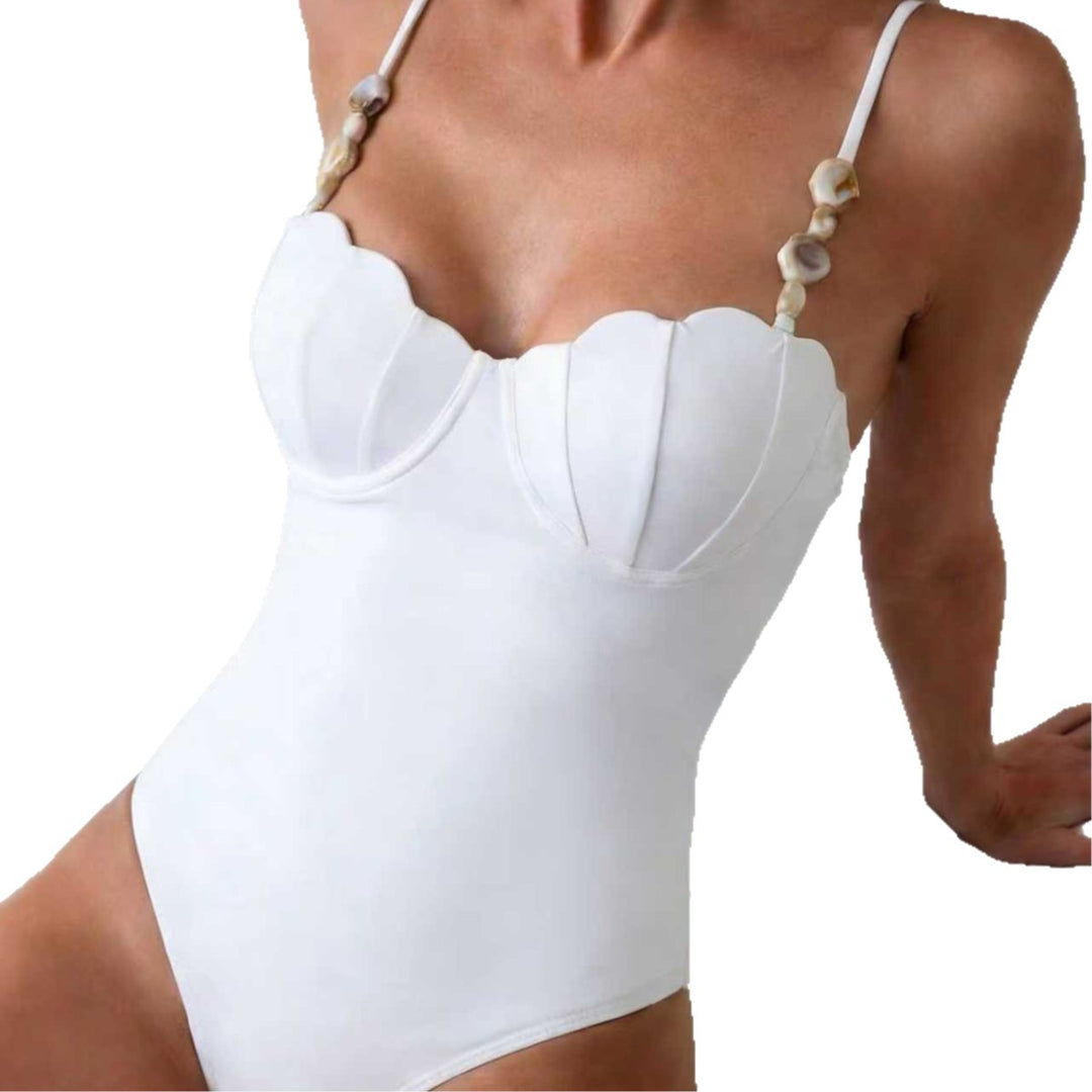 Women Elegant Swimwear One-Piece with Romantic Shell Details Mune Fashion