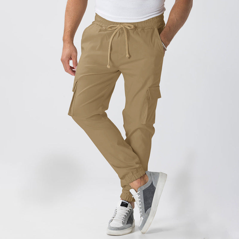 Men's Cargo Jogging Pants in Relaxed Fit with Drawstring, Elastic Cuffs, and Multiple Pockets Mune Fashion