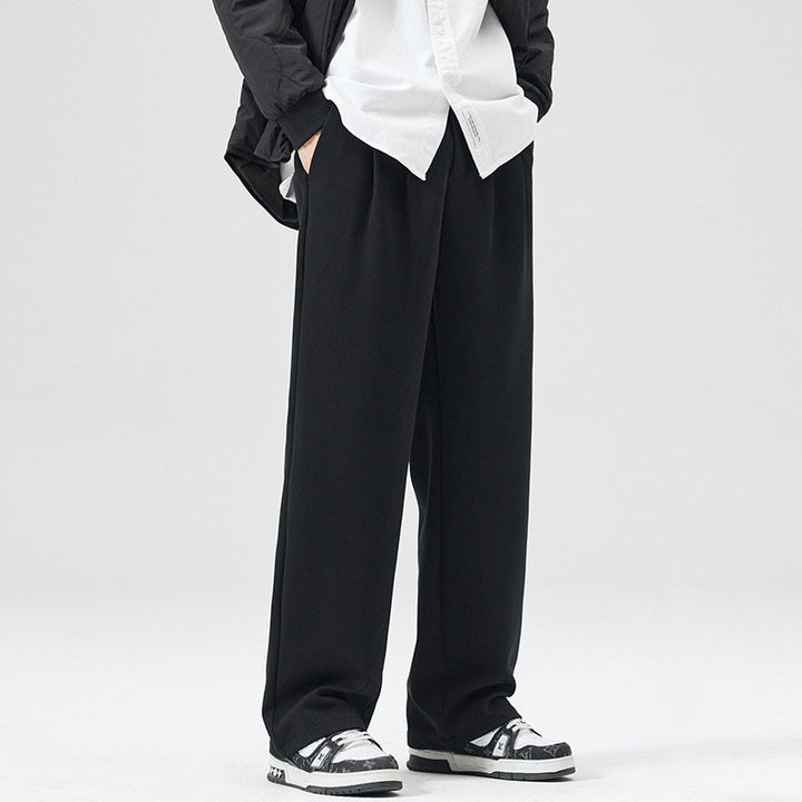 Men's Relaxed-Fit Soft-Jersey Palazzo Pants with Elastic Waistband and Crease Mune Fashion
