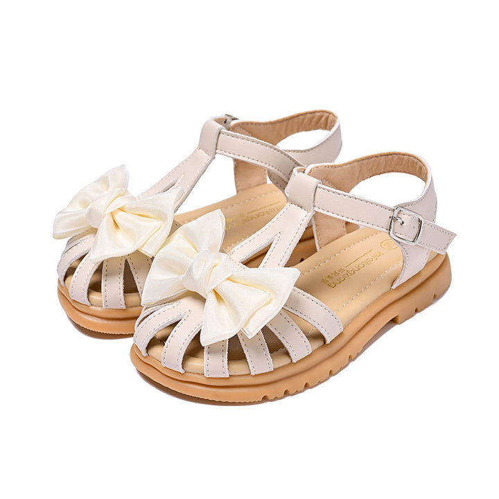 Girls' sandals with comfortable straps and generous bow appliqué Mune Fashion