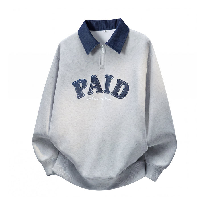 Unisex Oversize Sweatshirt with contrasting collar, half zip and Mune Fashion applique