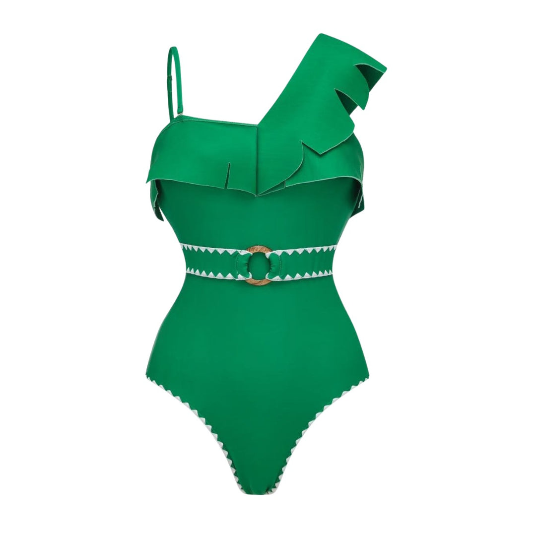 Women's one-piece swimsuit with voluminous ruffles and stylish wrap skirt Mune Fashion