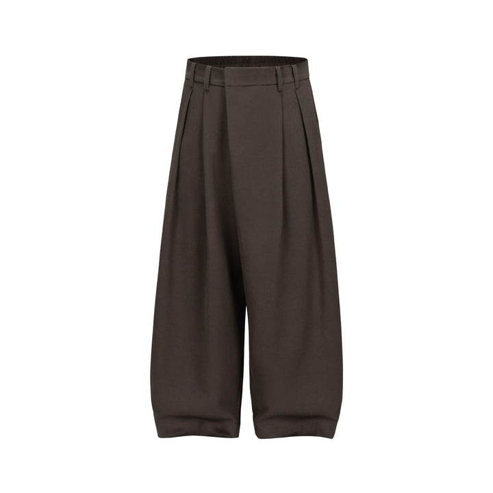 Women Wide Pleated Pants with High Waist and Elastic Backband Mune Fashion