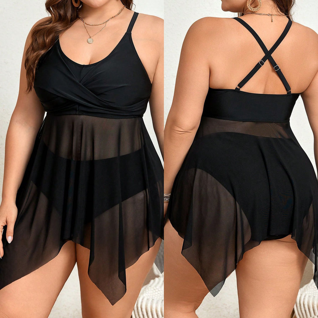 Ladies swimsuit with transparent skirt and sophisticated pleat Mune Fashion