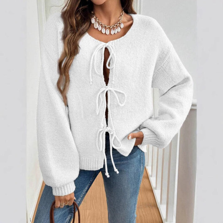 Women's short cardigan with ties, oversized silhouette and balloon sleeves Mune Fashion