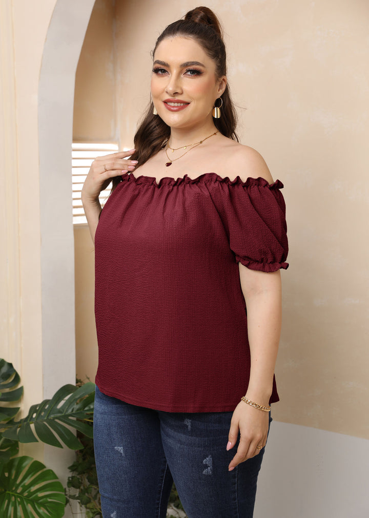 Women Off-Shoulder Top with Ruffle Mune Fashion