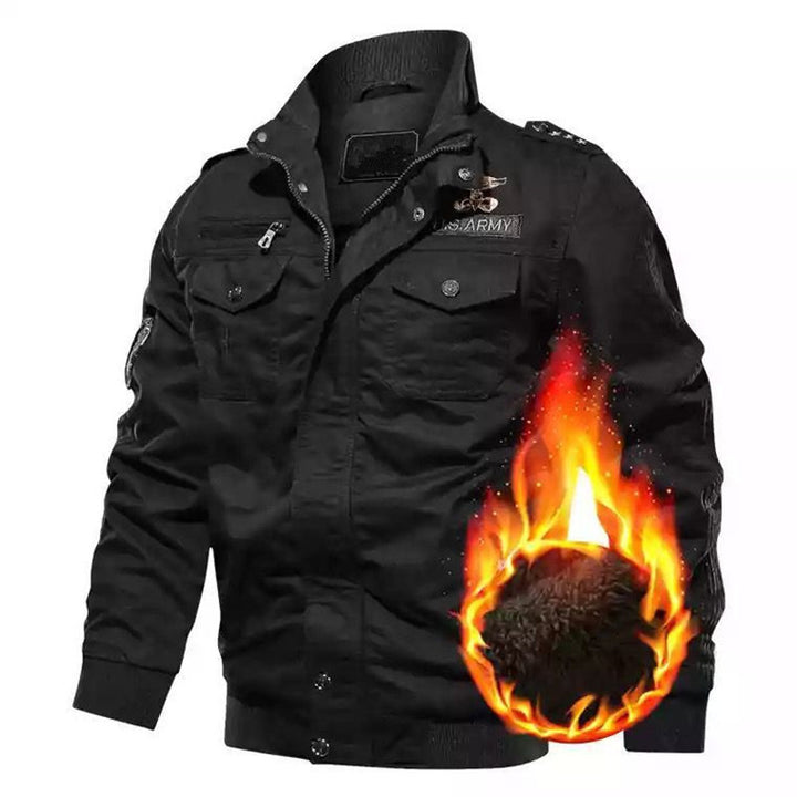 Men's cotton canvas bomber jacket with padded thermal lining and shoulder epaulettes Mune Fashion