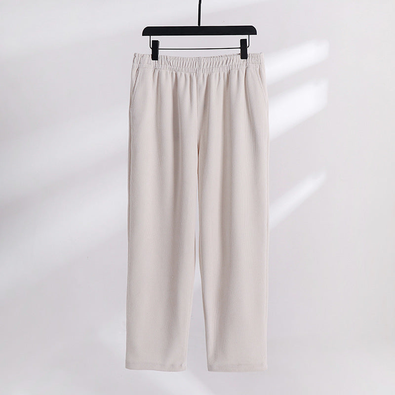 Women’s corduroy pants with elastic waistband, wide leg and side pockets Mune Fashion
