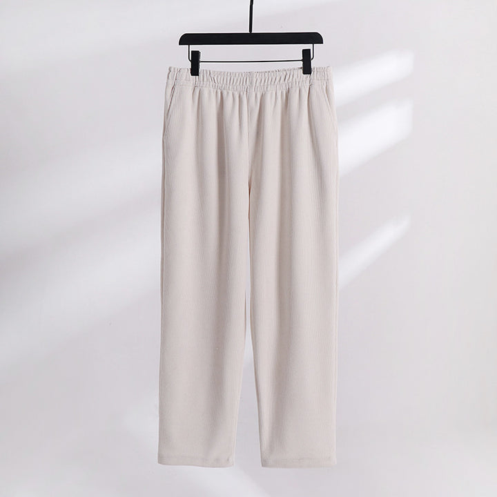 Women’s corduroy pants with elastic waistband, wide leg and side pockets Mune Fashion